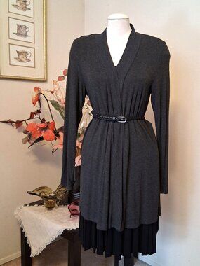 NWOT Nicole Miller Women's Gray Open Front Coat Spring Fall Outerwear Size 12